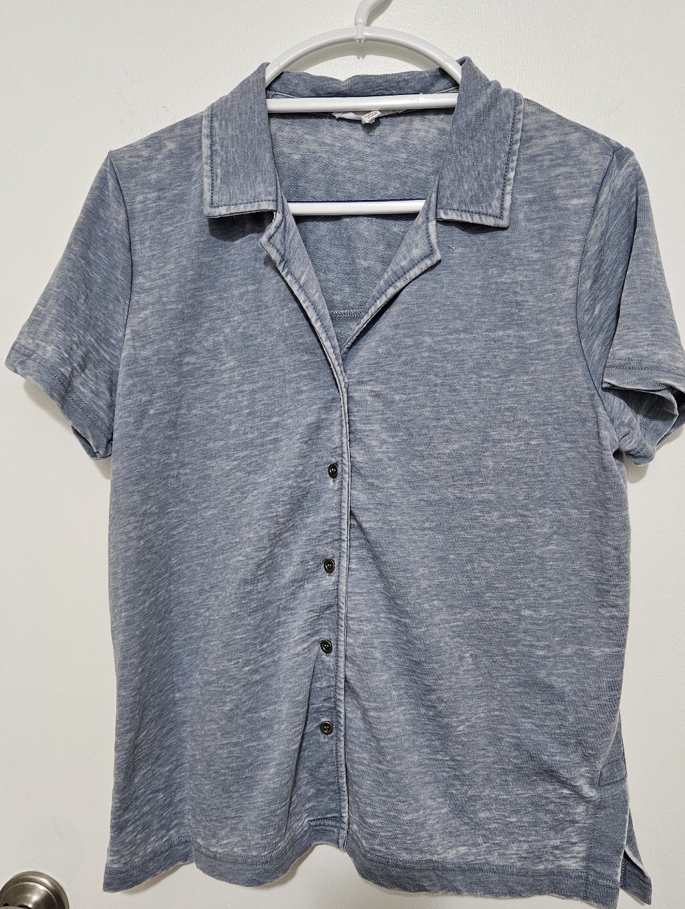 Jane & Delancey Casual Short-Sleeve Button Shirt - Light Blue Size Medium